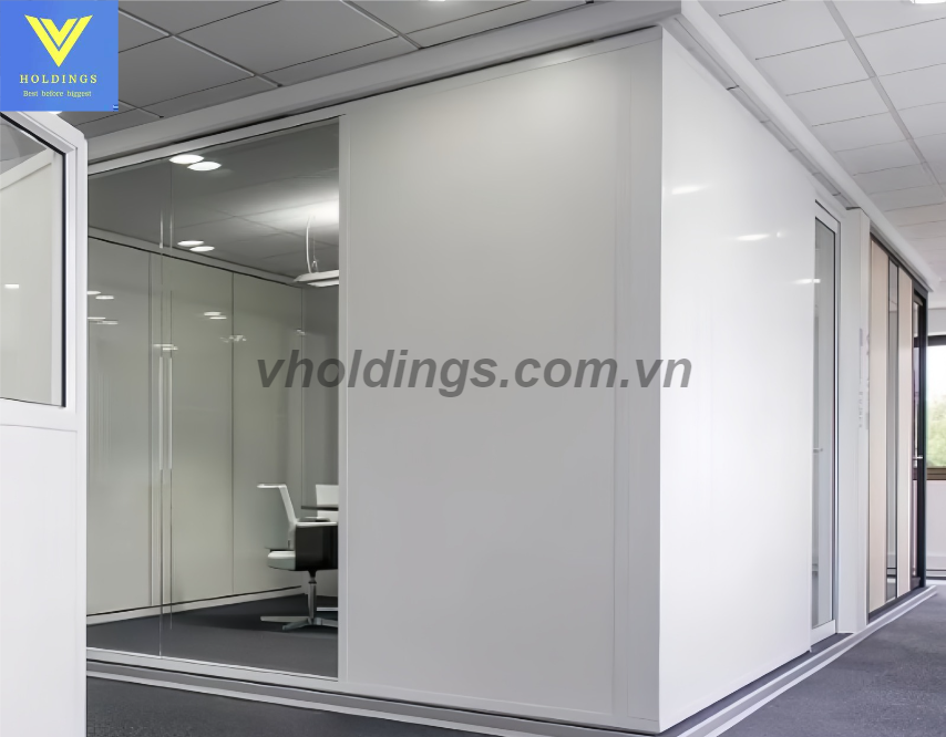 Vách kính kết hợp vách thép